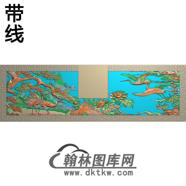 松鹤梅花牡丹寿盒面板精雕图（GHH-101）展示