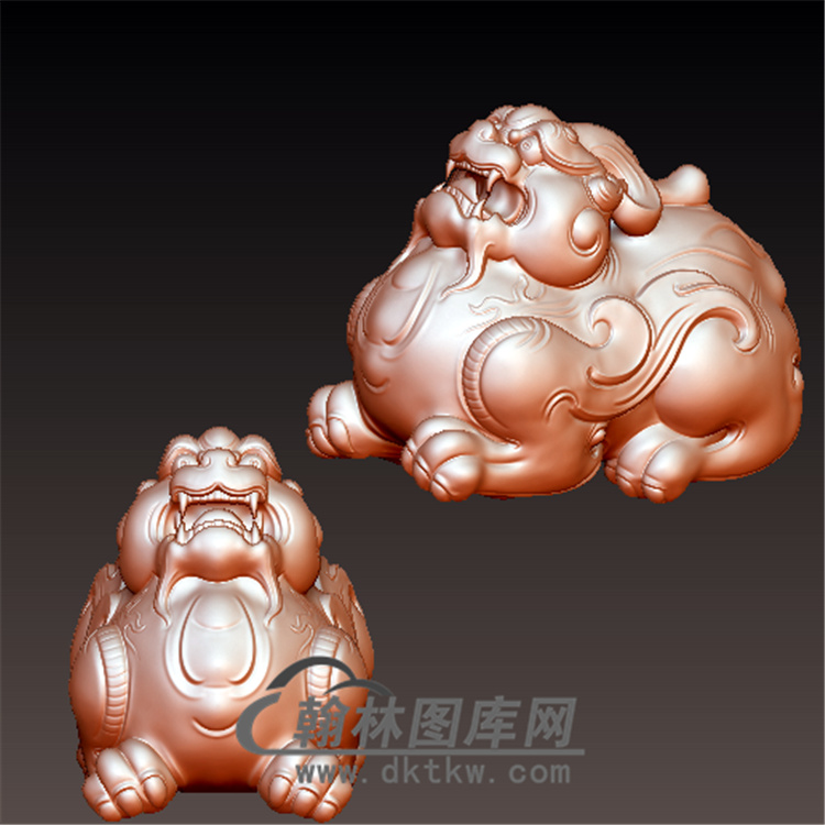 瑞兽貔貅玉雕立体圆雕图(YPX-009)展示