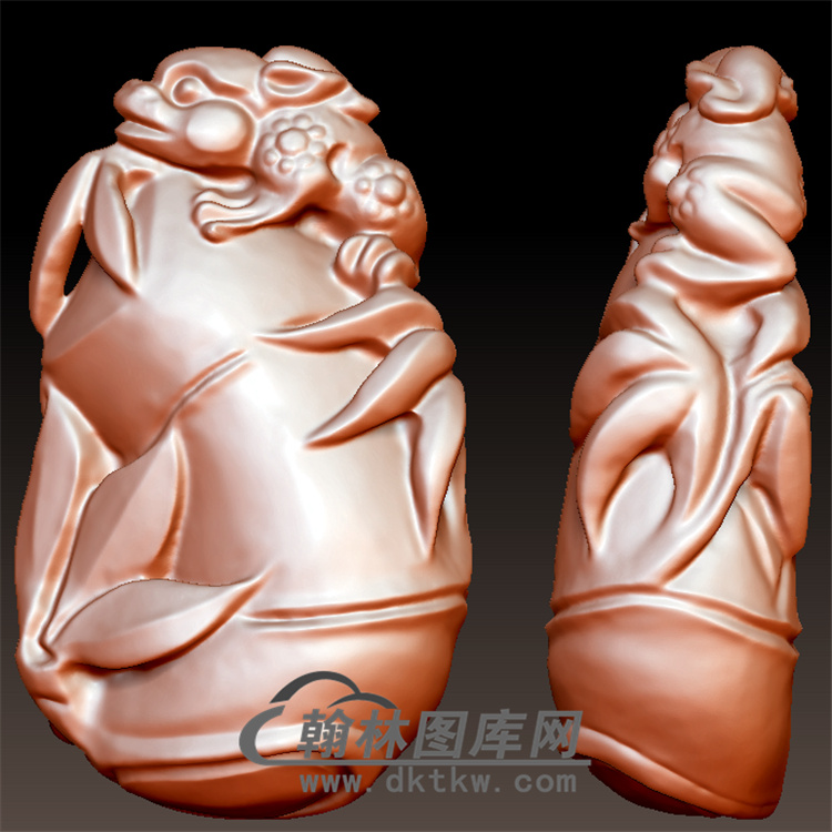 竹节貔貅立体圆雕图(YPX-012)展示