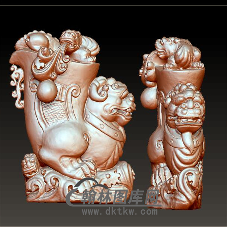 大小貔貅立体圆雕图(YPX-038)展示