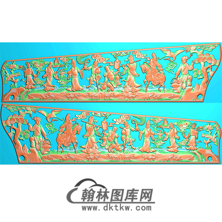 八仙棺材侧板精雕图（GC-019）展示