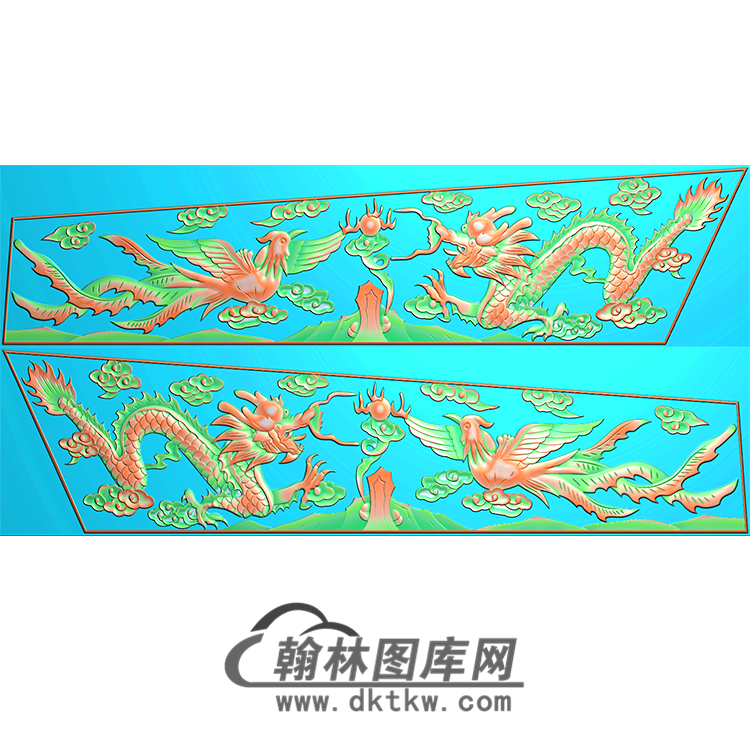 龙凤棺材侧板精雕图（GC-027）展示