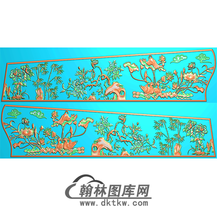 四季花草棺材侧板精雕图（GC-028）展示