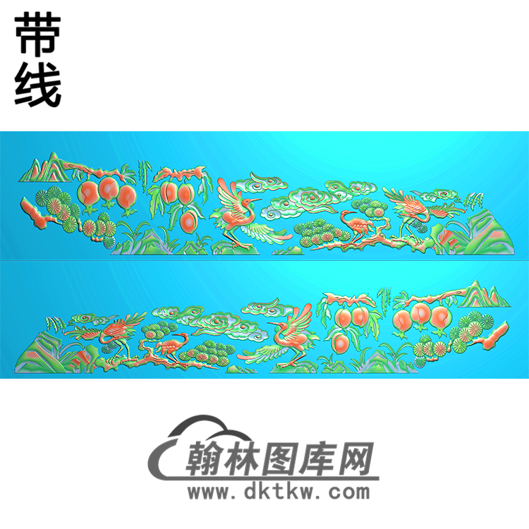 仙鹤棺材侧板 精雕图（GC-099）展示