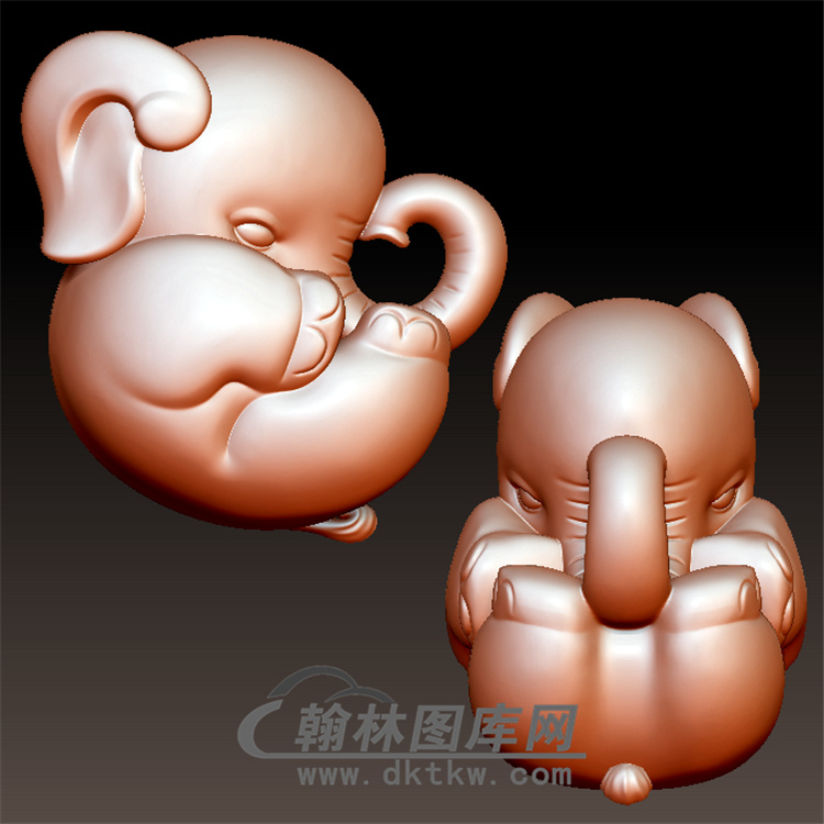 卡通小象立体圆雕图(YBF-013)展示