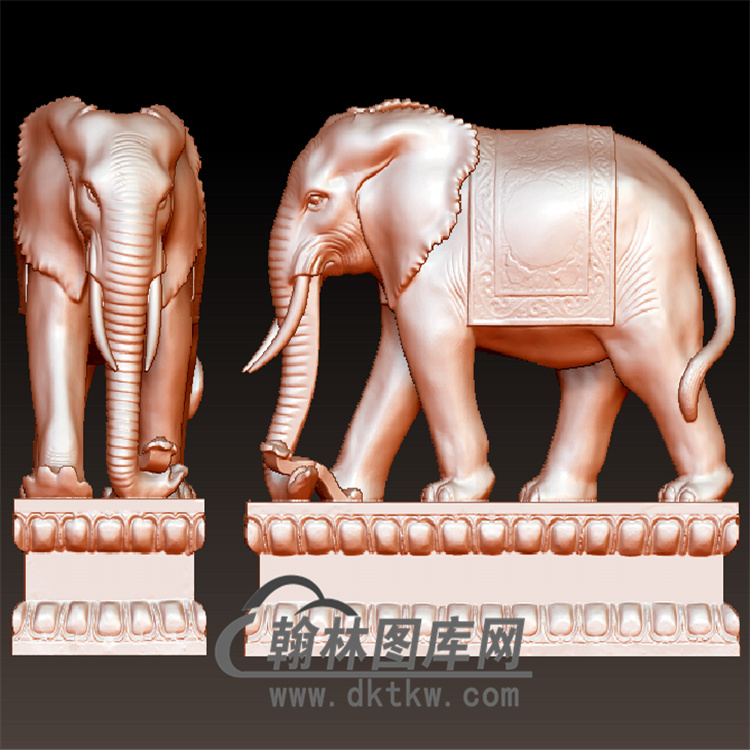 大象摆件立体圆雕图(YBF-017)展示