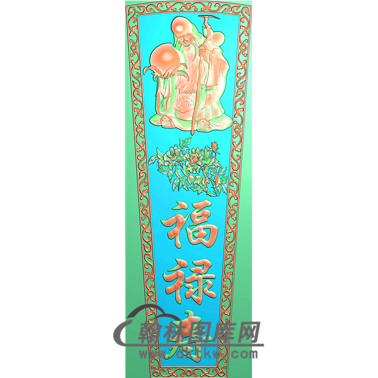 福禄寿棺材盖精雕图（GC-047）展示