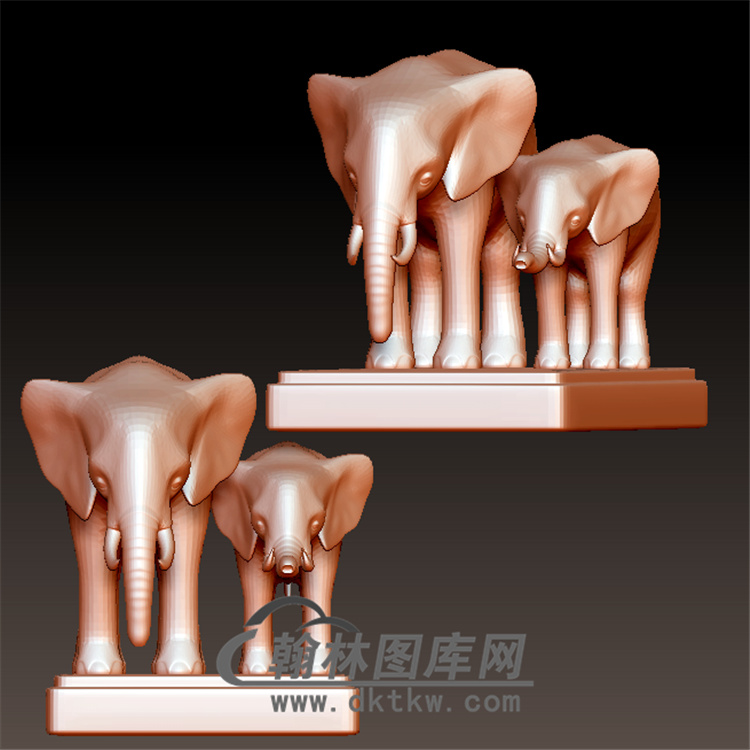 两只大象立体圆雕图(YBF-032)展示