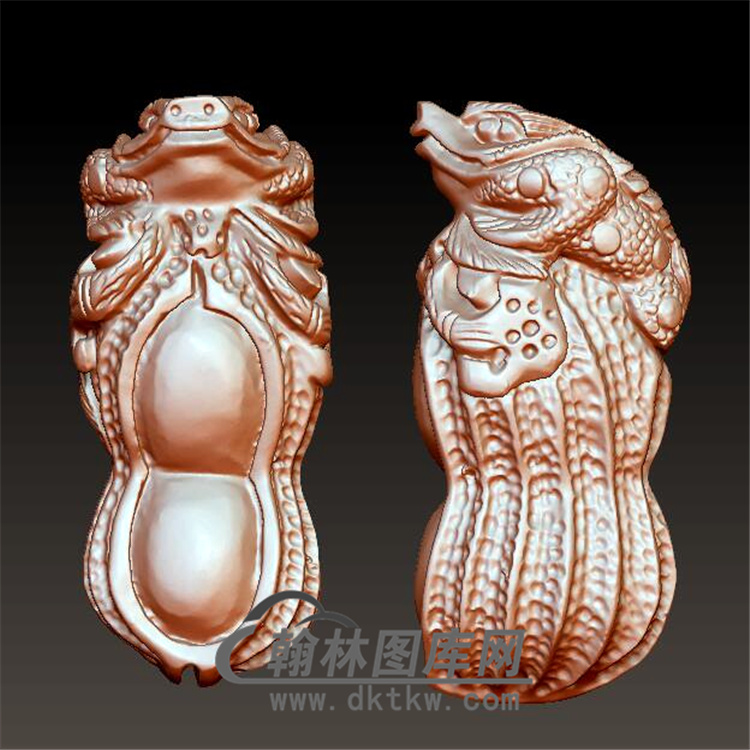 花生蟾蜍手把件立体圆雕图（YJC-018)展示
