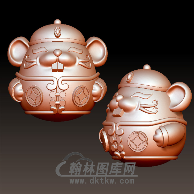 铜钱招财鼠立体圆雕图(YS-012)展示