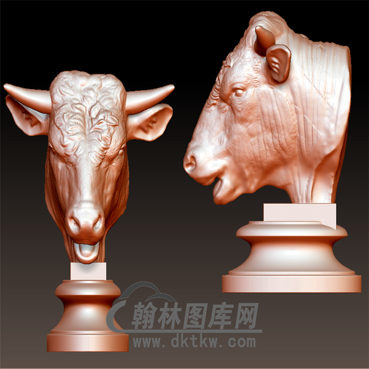 牛头摆件立体圆雕图(YN-006)展示