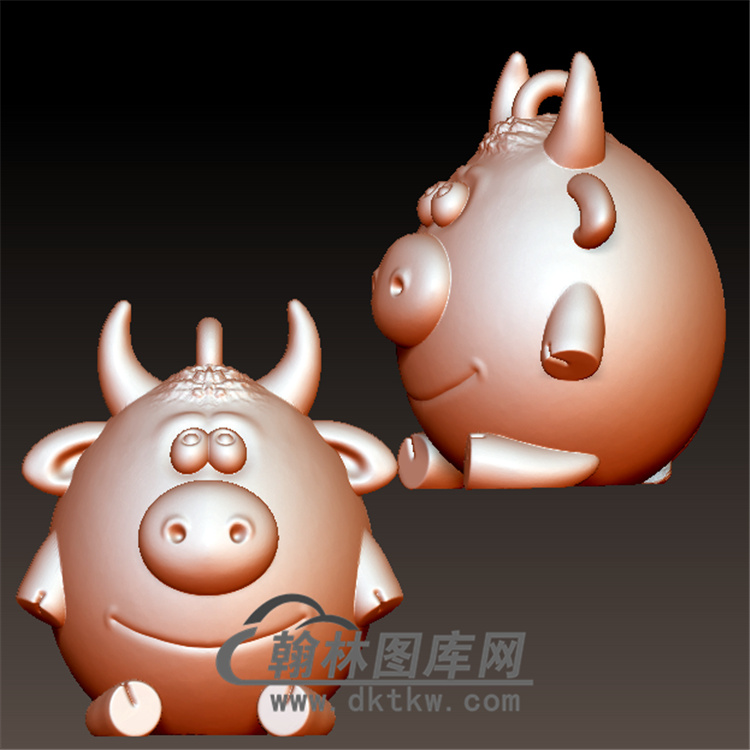 卡通牛挂件立体圆雕图(YN-012)展示