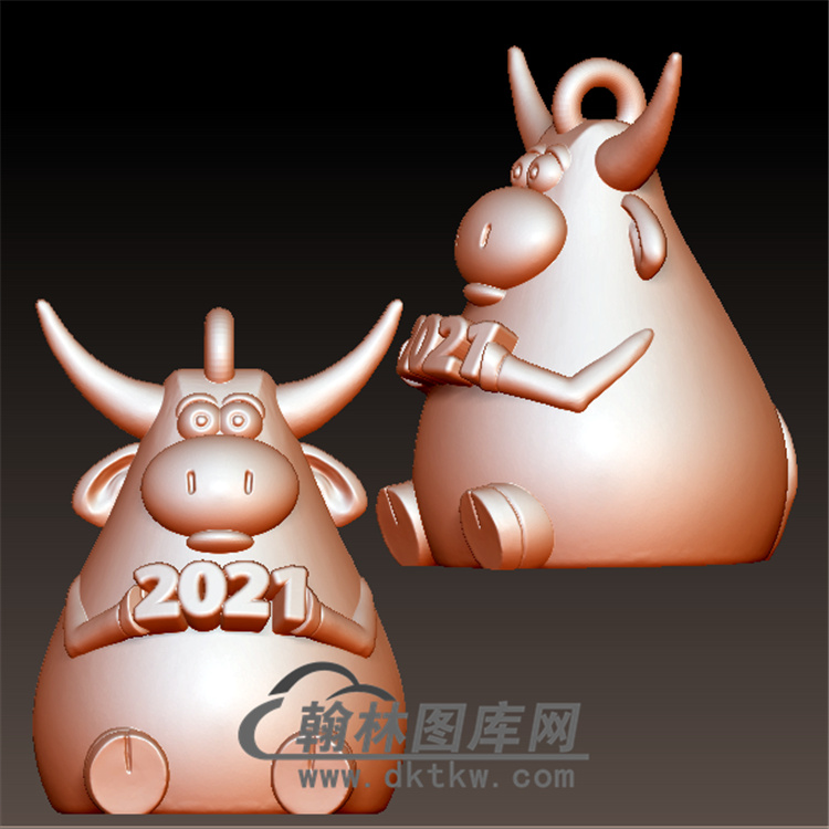 卡通牛挂件立体圆雕图(YN-013)展示