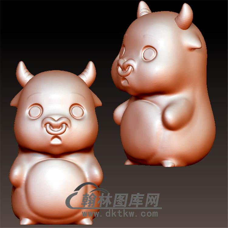 卡通牛摆件立体圆雕图(YN-014)展示