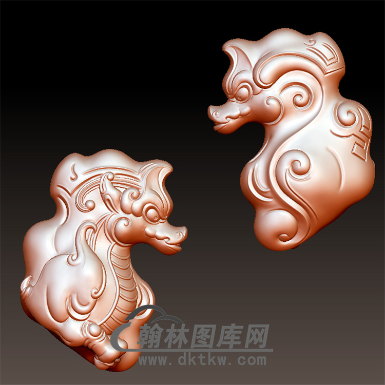 仿古龙挂件立体圆雕图(YL-044)展示