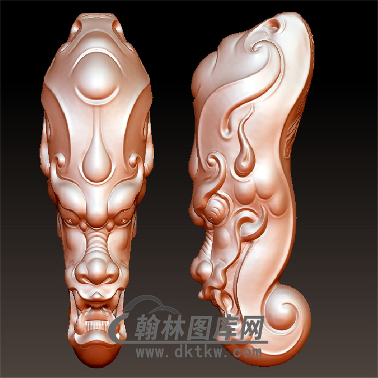 龙头挂件手把件立体圆雕图（YL-038)展示