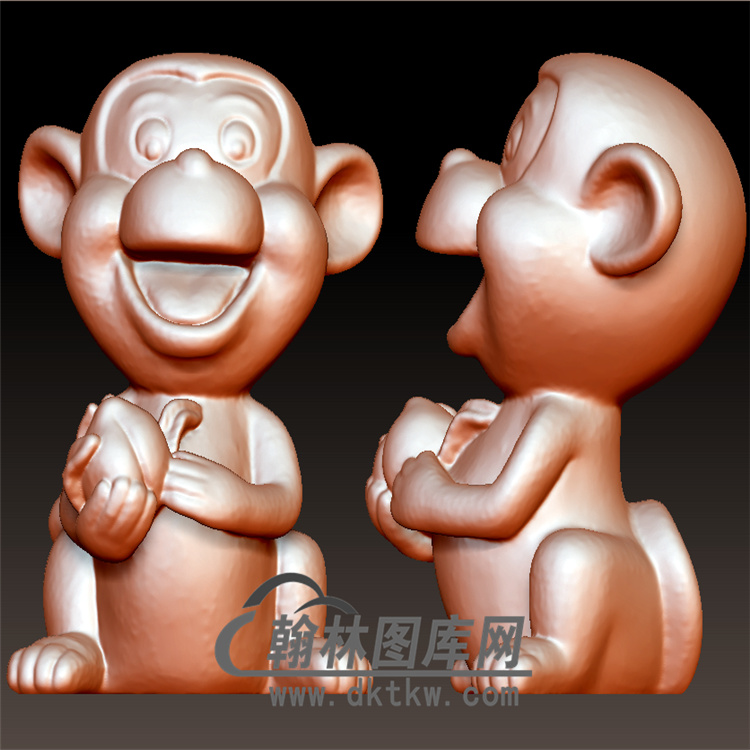 仙桃猴子摆件立体圆雕图（YH-003)展示