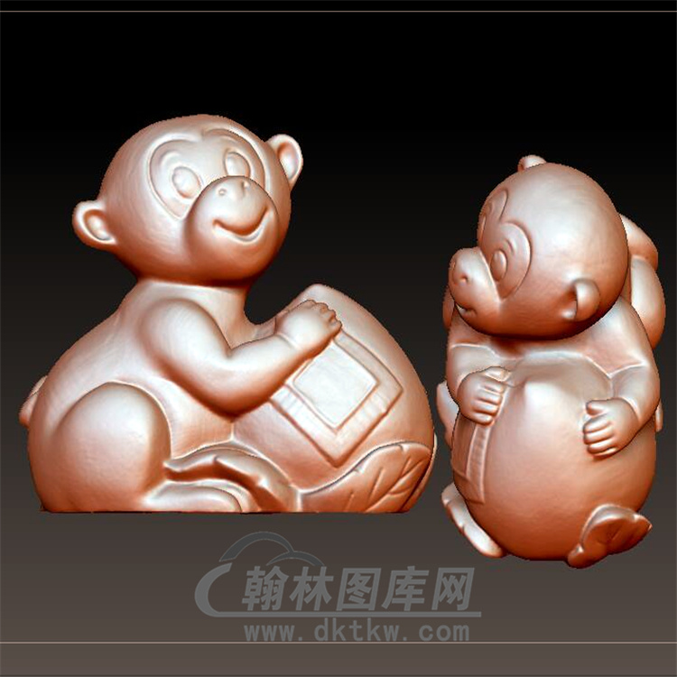 猴子摆件立体圆雕图（YH-014)展示