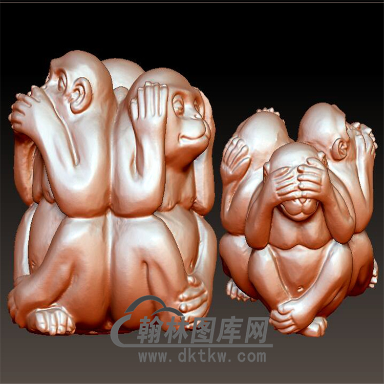 三不猴立体圆雕图（YH-020)展示