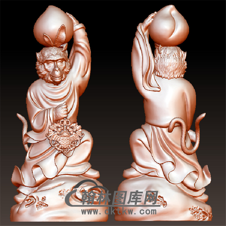 猴之福寿双全立体圆雕图（YH-030)展示