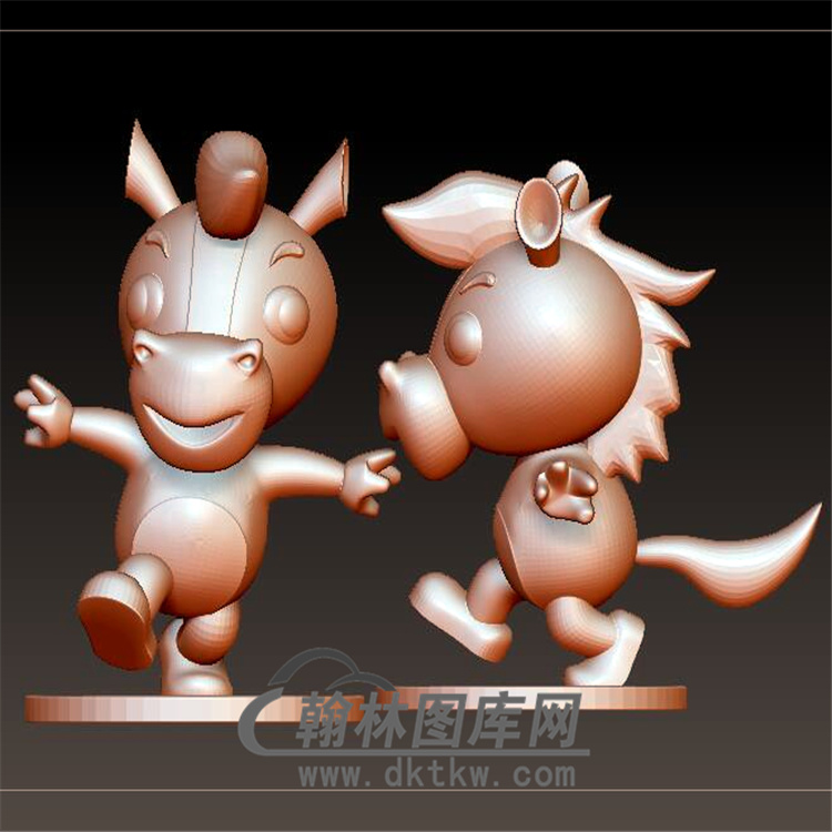 卡通生肖马摆件立体圆雕图(YM-033)展示