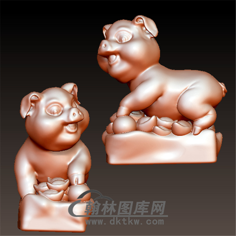 元宝猪招财猪立体圆雕图(YZ-025)展示