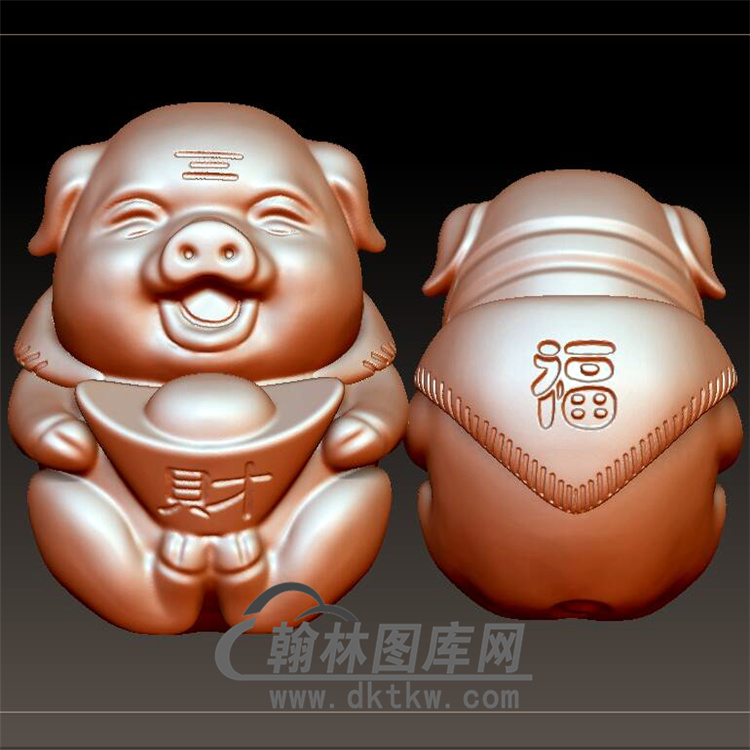 招财猪元宝猪立体圆雕图(YZ-042)展示