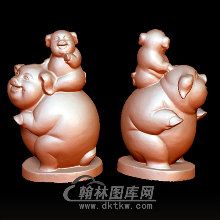 大猪小猪立体圆雕图(YZ-046)展示
