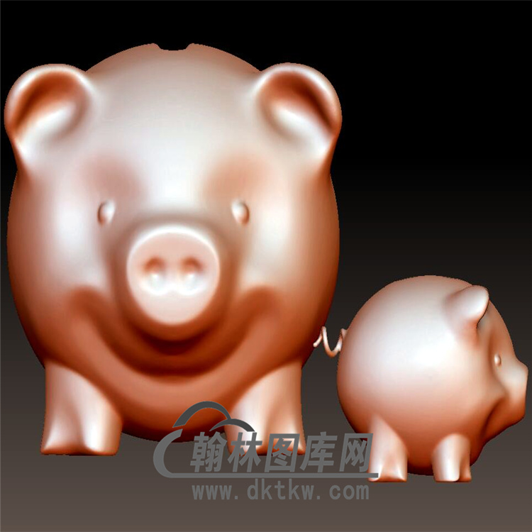 小猪储蓄罐立体圆雕图(YZ-057)展示