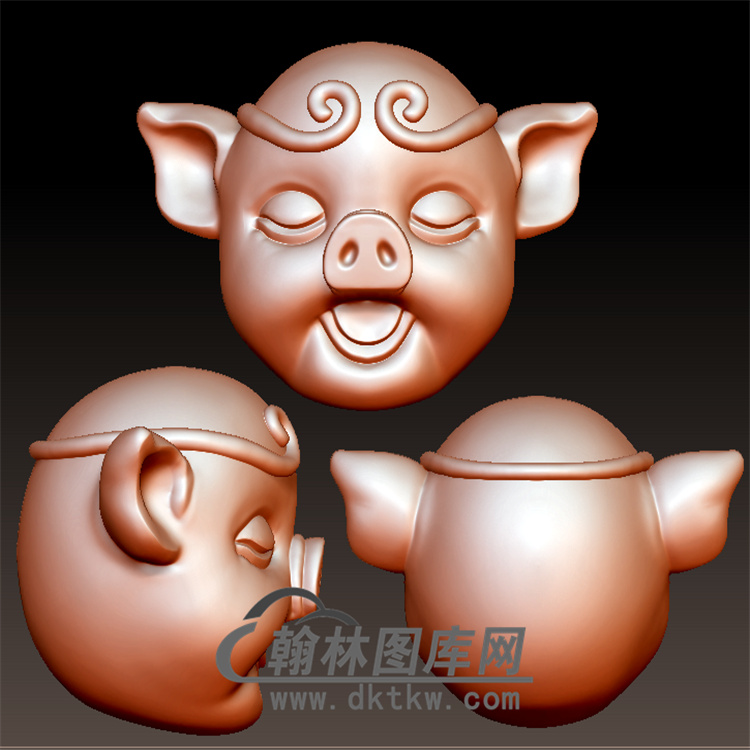 猪头立体圆雕图(YZ-063)展示