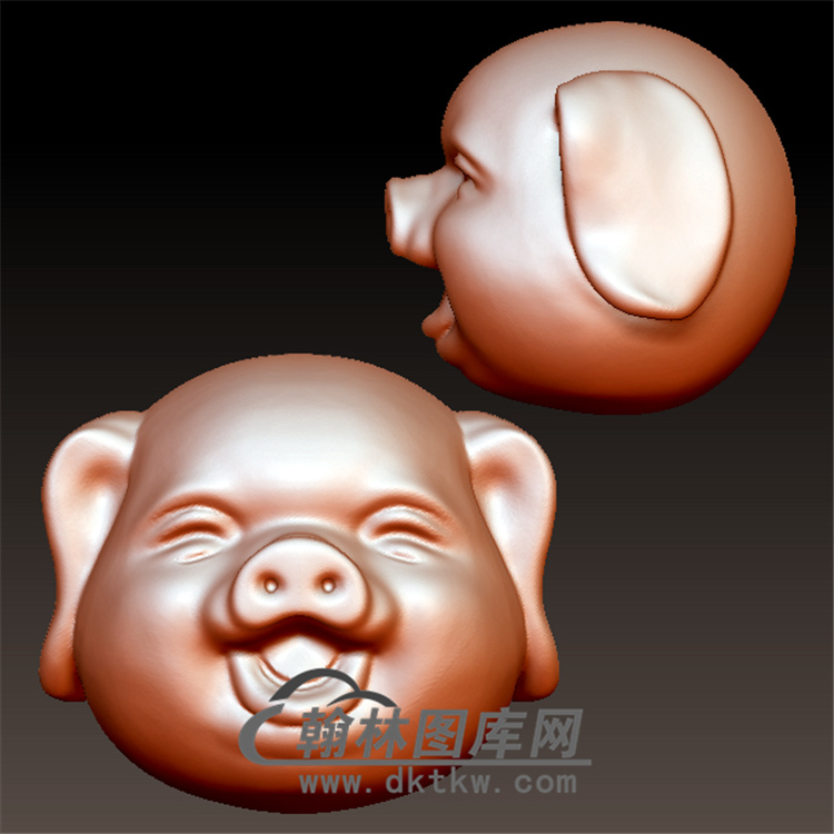 猪头珠子立体圆雕图(YZ-064)展示