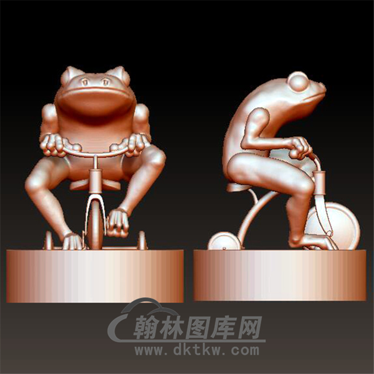 骑自行车的青蛙立体圆雕图(YDW-047)展示