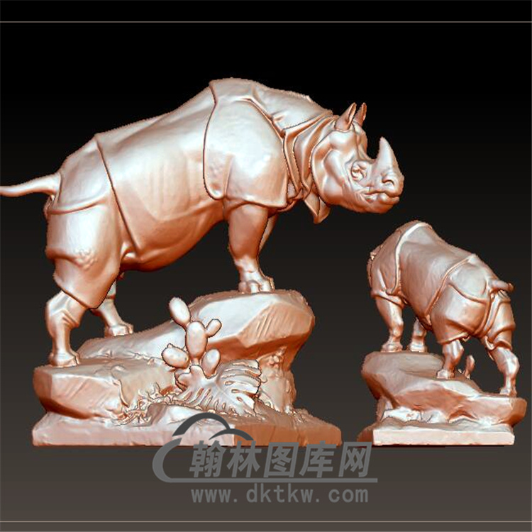 犀牛模型立体圆雕图(YDW-054)展示