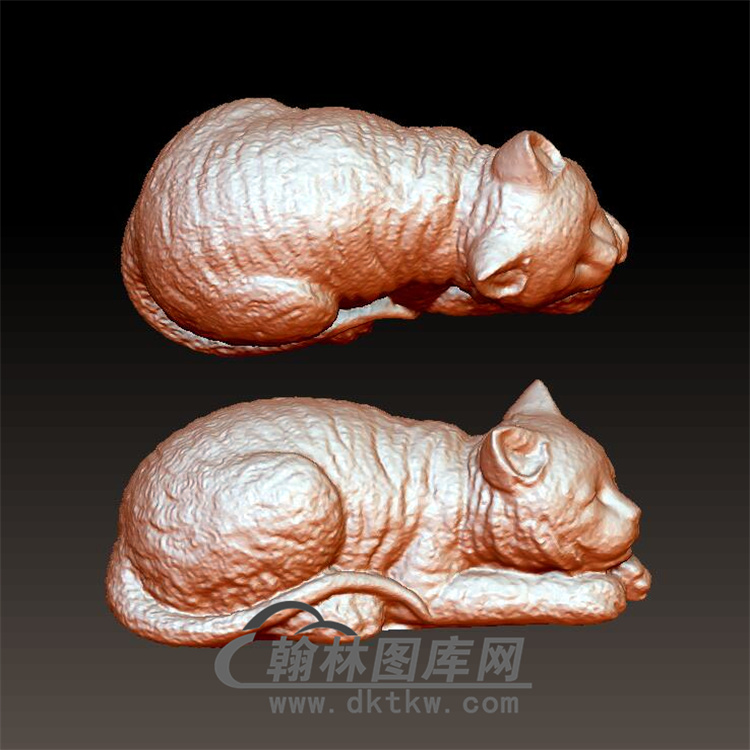 猫趴着立体圆雕图(YDW-088)展示