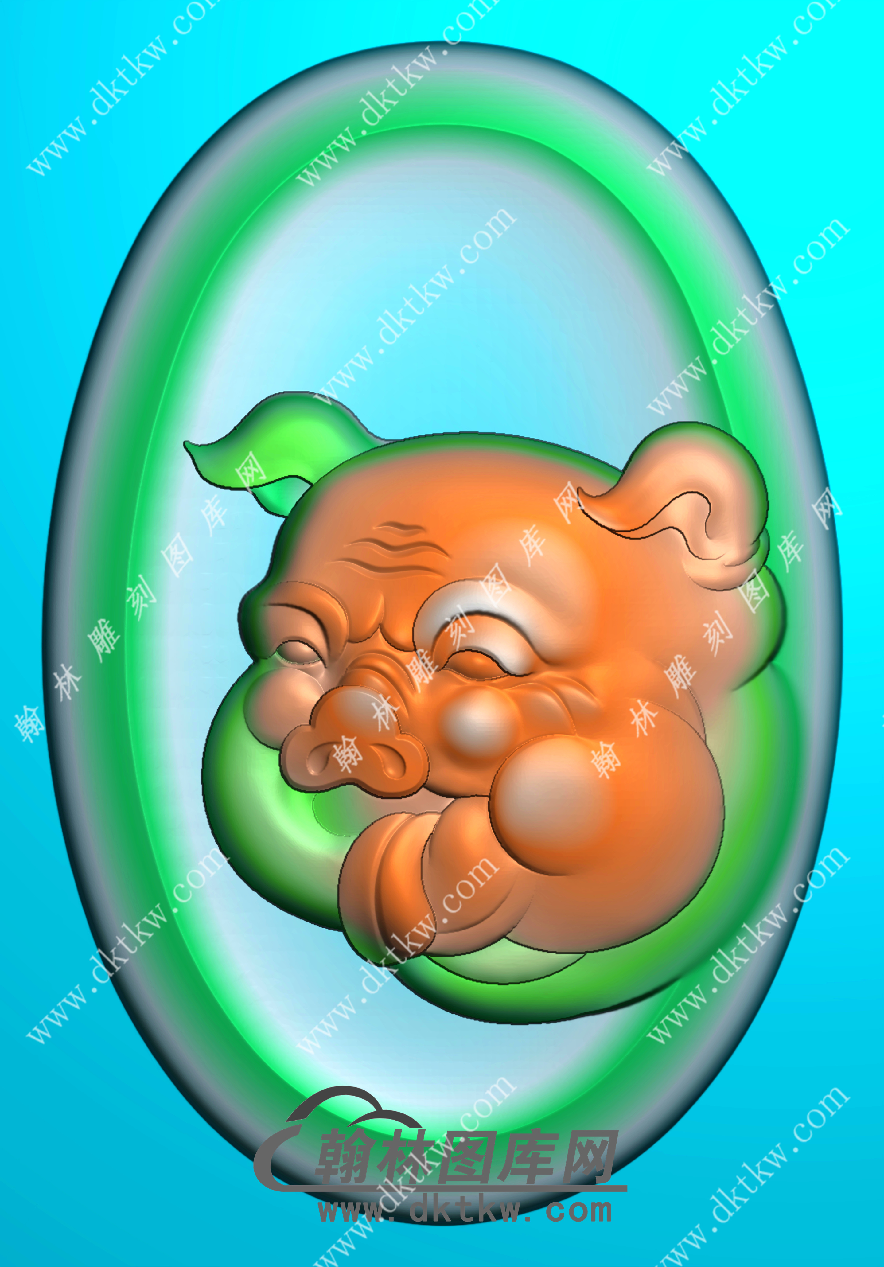 椭圆猪头挂件精雕图（GZ-009).jpg