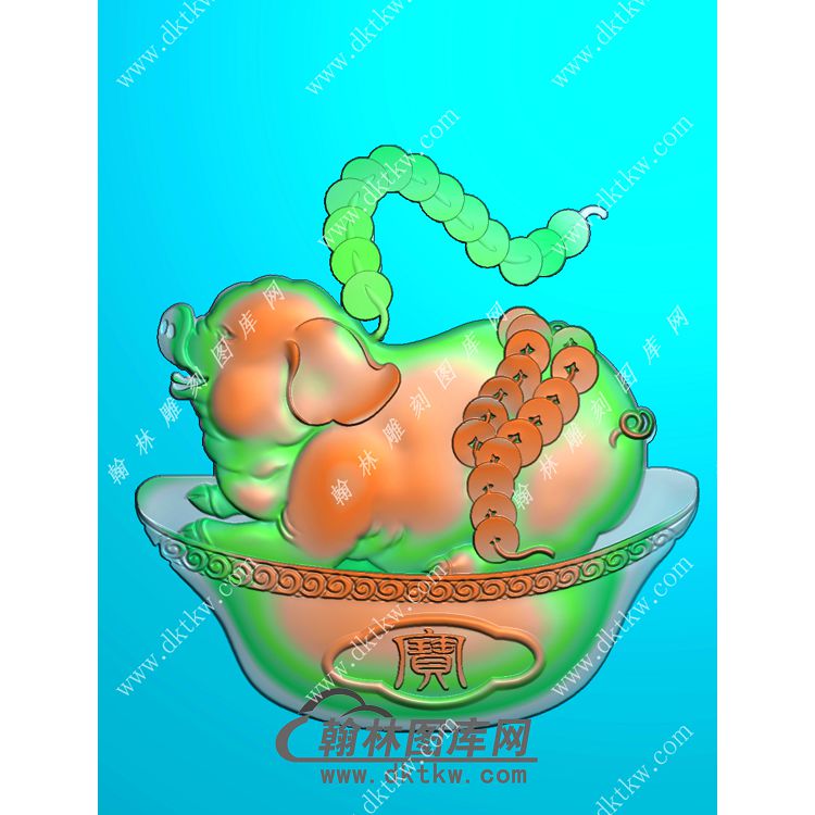 元宝猪挂件精雕图（GZ-011)展示
