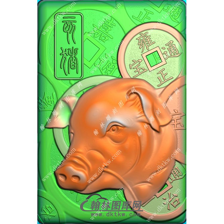 猪牌挂件精雕图（GZ-030)展示