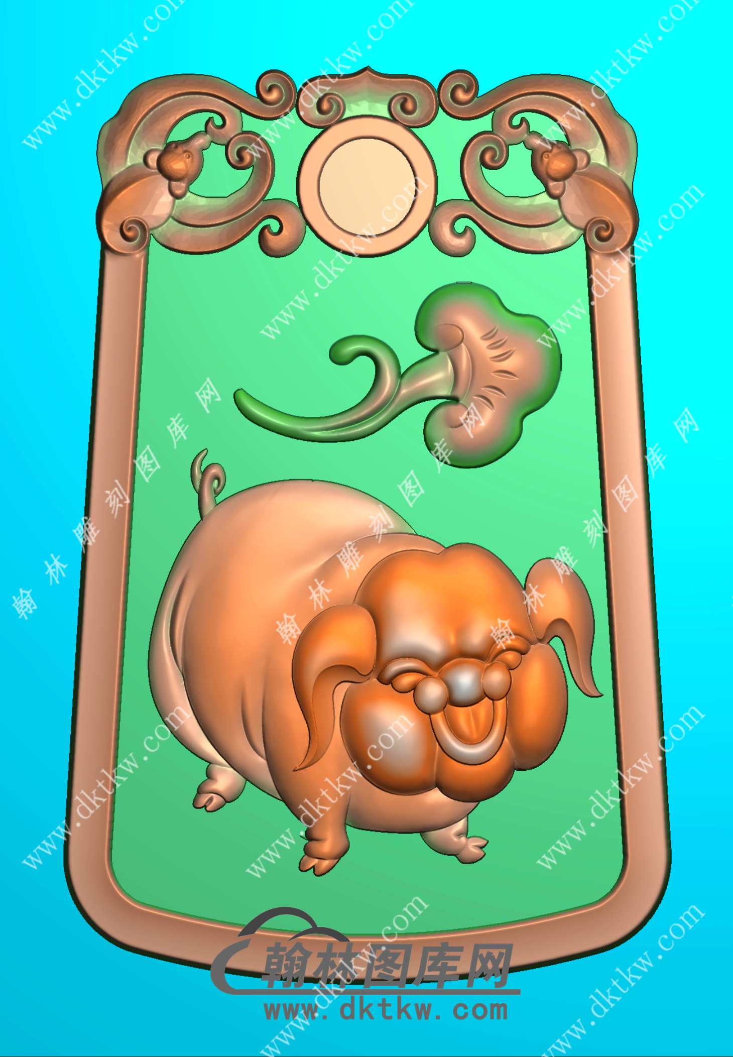 蝙蝠牌头猪挂件精雕图（GZ-044).jpg