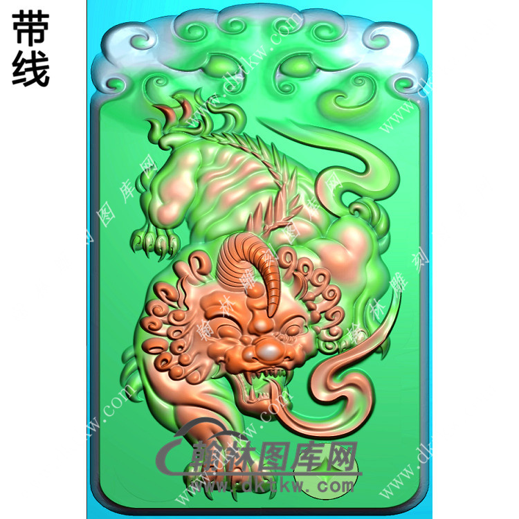 兽面貔貅挂件带线精雕图（PX-101)展示