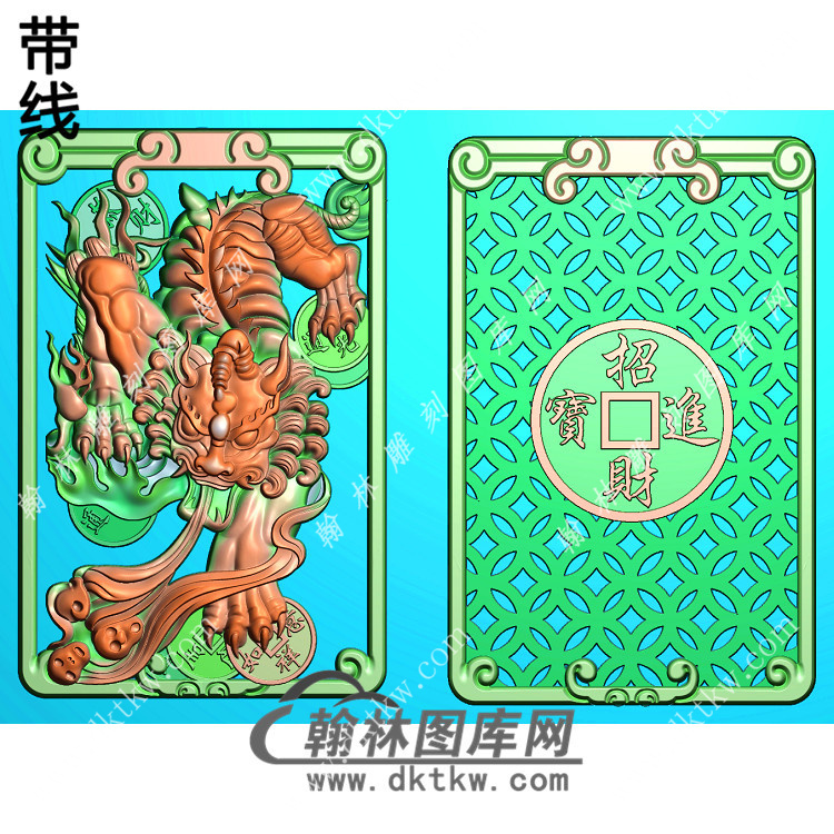镂空貔貅46牌带线精雕图（PX-040)展示