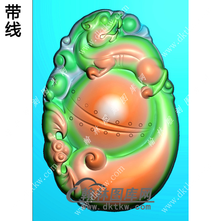 玉雕随形蝙蝠貔貅挂件带线精雕图（PX-127)展示