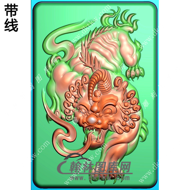 玉雕貔貅挂件带线精雕图（PX-090)展示