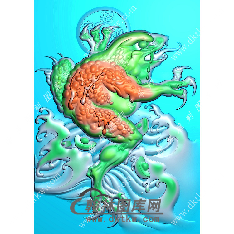 招财进宝蟾蜍挂件精雕图（JC-014)展示