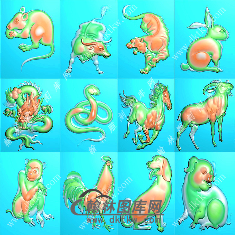 十二生肖挂件无线精雕图（SX-35）展示