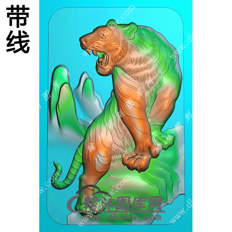 上山老虎挂件带线精雕图（GH-063)展示
