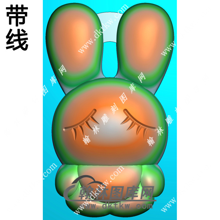 玉雕卡通兔子挂件带线精雕图（GT-047)展示