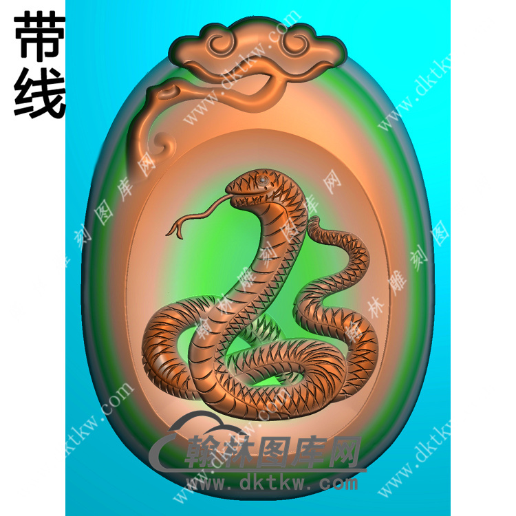 灵芝牌头蛇挂件带线精雕图（GS-013)展示