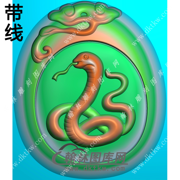 灵芝牌头蛇挂件带线精雕图（GS-018)展示