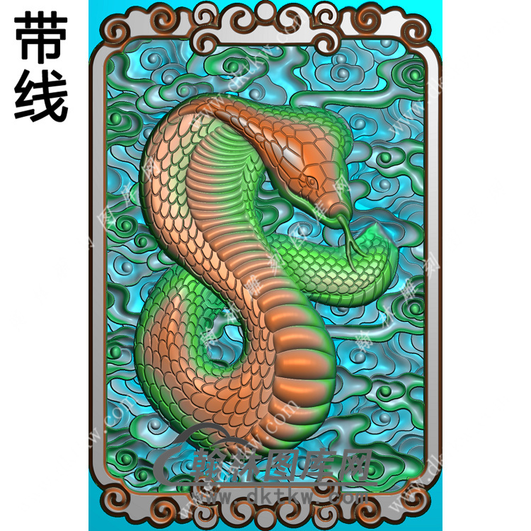 蛇牌挂件带线精雕图（GS-038)展示