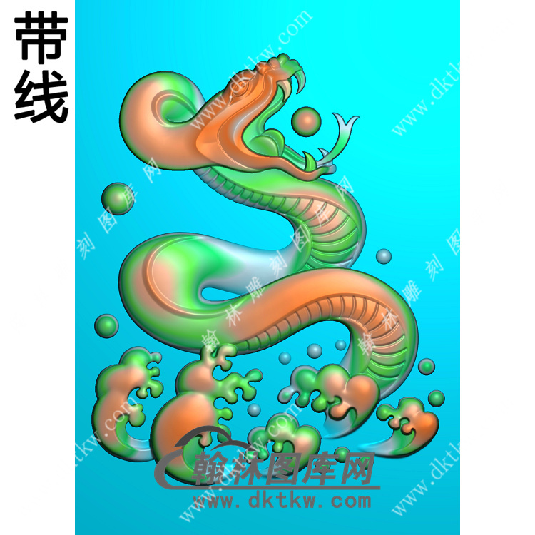 水浪生肖蛇挂件带线精雕图（GS-028)展示